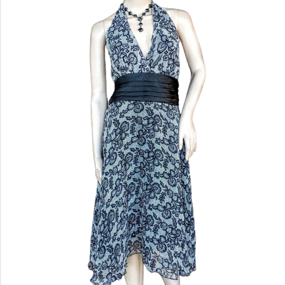 Mix It Silk Flower Printed Halter Dress